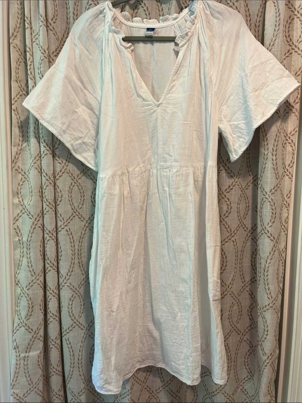 Old Navy White Cotton Chemise Dress